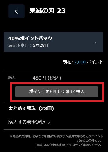 確認画面にて視聴期限と利用ポイントを確認し、「ポイントを利用して〇〇円でレンタル」ボタンをクリック