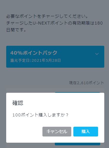 確認画面にて「購入」ボタンをクリック