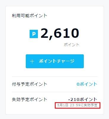 失効予定ポイントの欄を確認