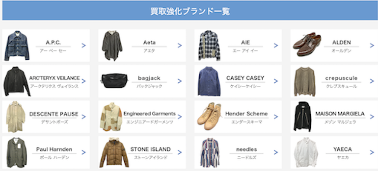 買取強化ブランド一覧