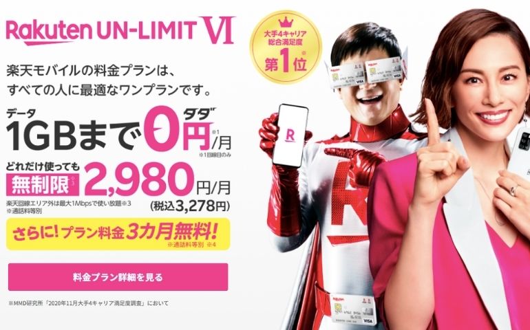 楽天モバイル契約画面